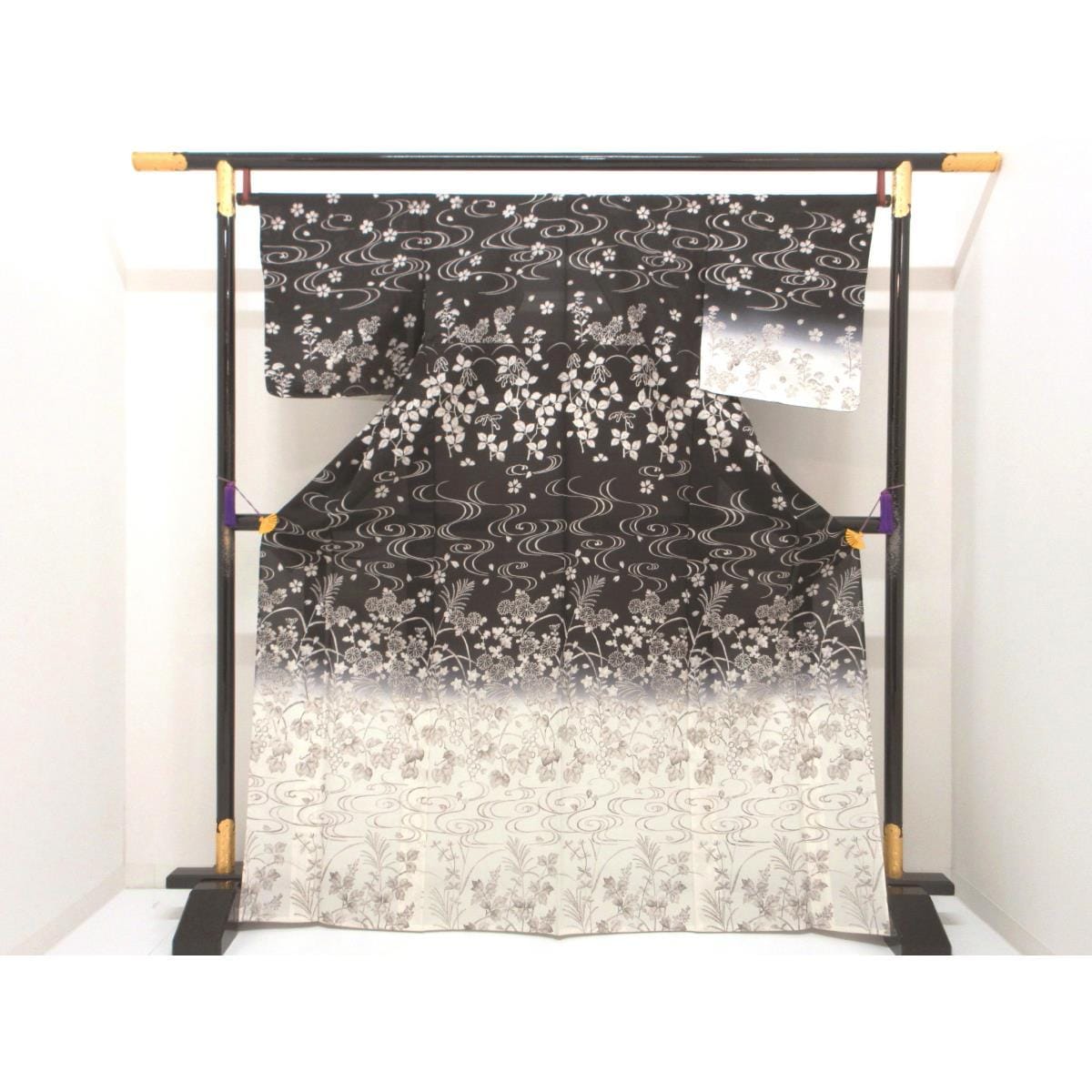 【未使用品】単衣訪問着　友禅加工ボカシ染【夏牛首紬】