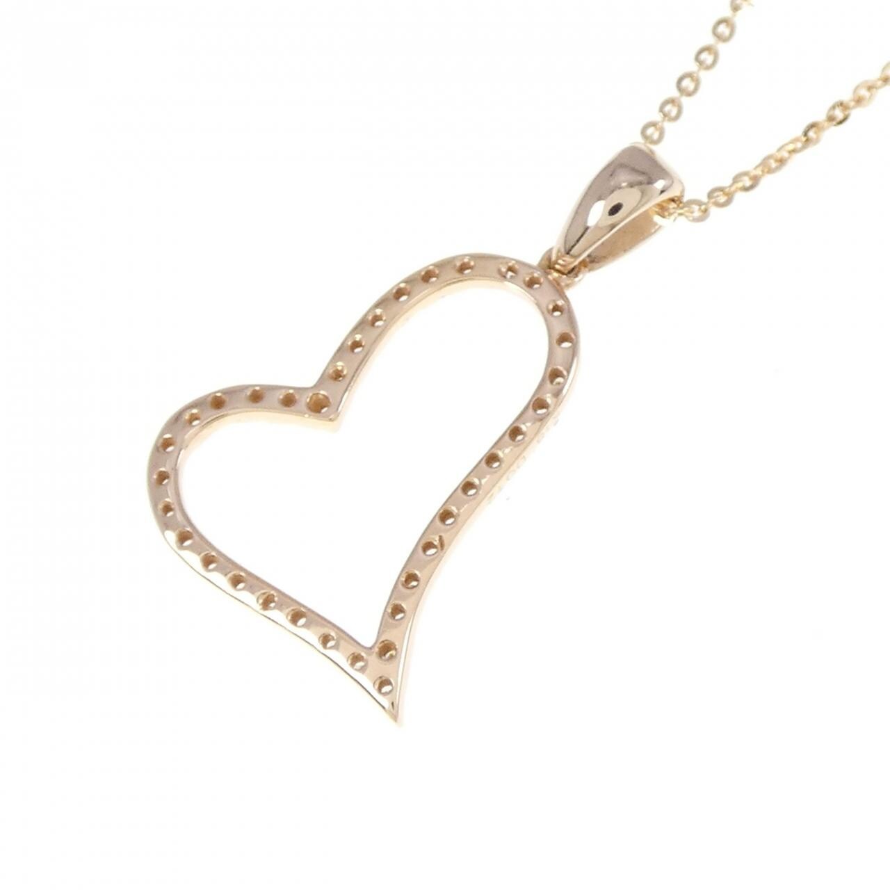 K18PG ハート ダイヤモンド ネックレス 0.12CT