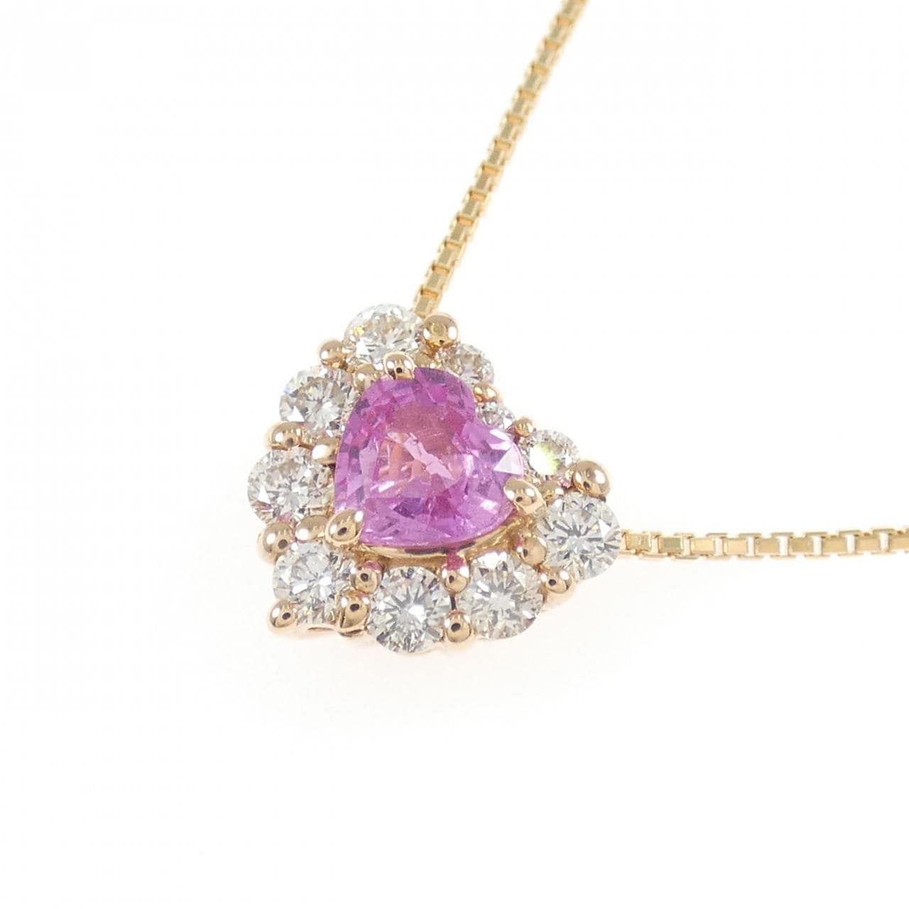 K18PG ハート サファイヤ ネックレス 0.59CT