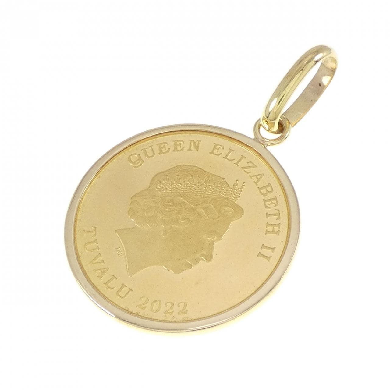 [BRAND NEW] K18YG frame coin pendant