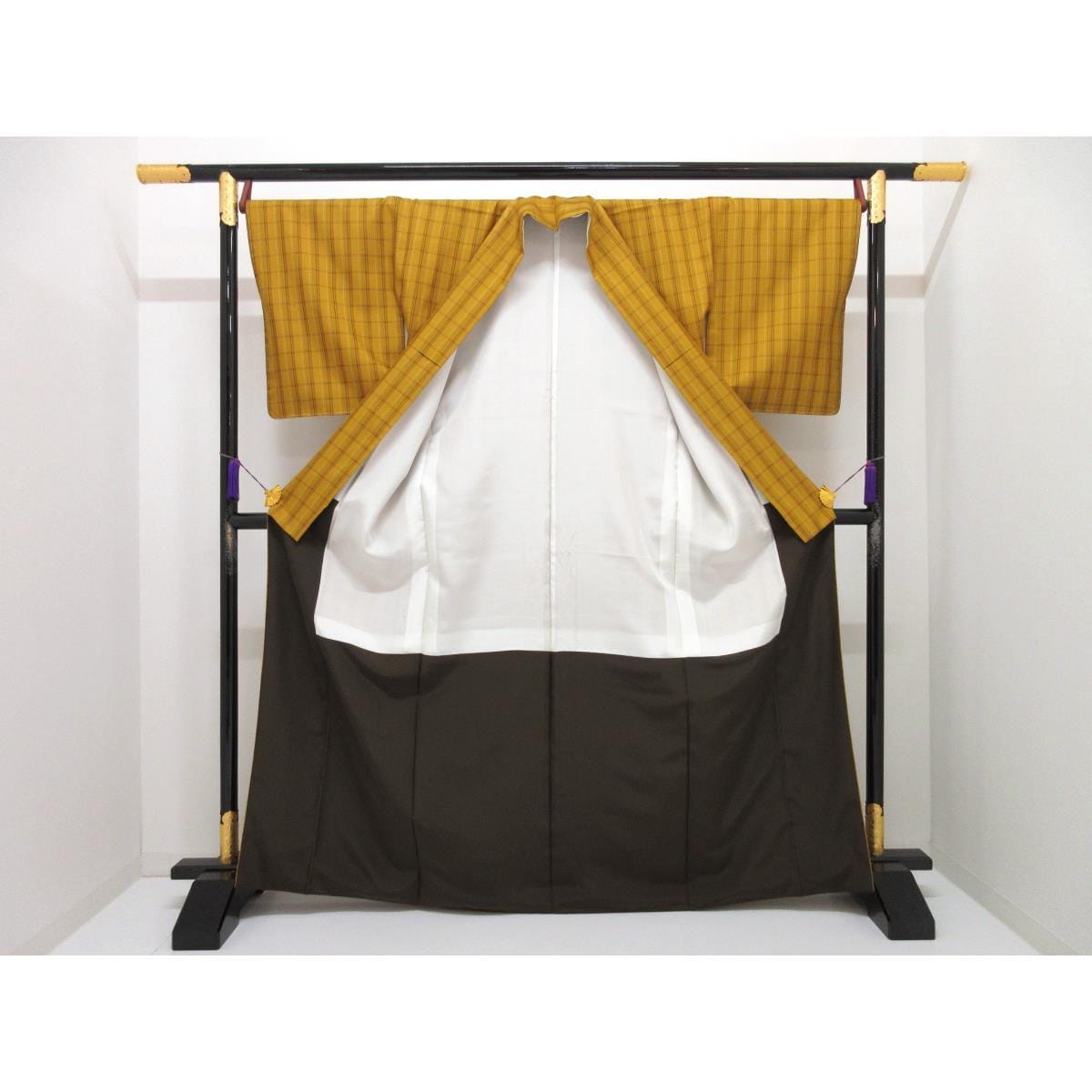 【未使用品】紬　黄八丈　証紙付　まるまなこ