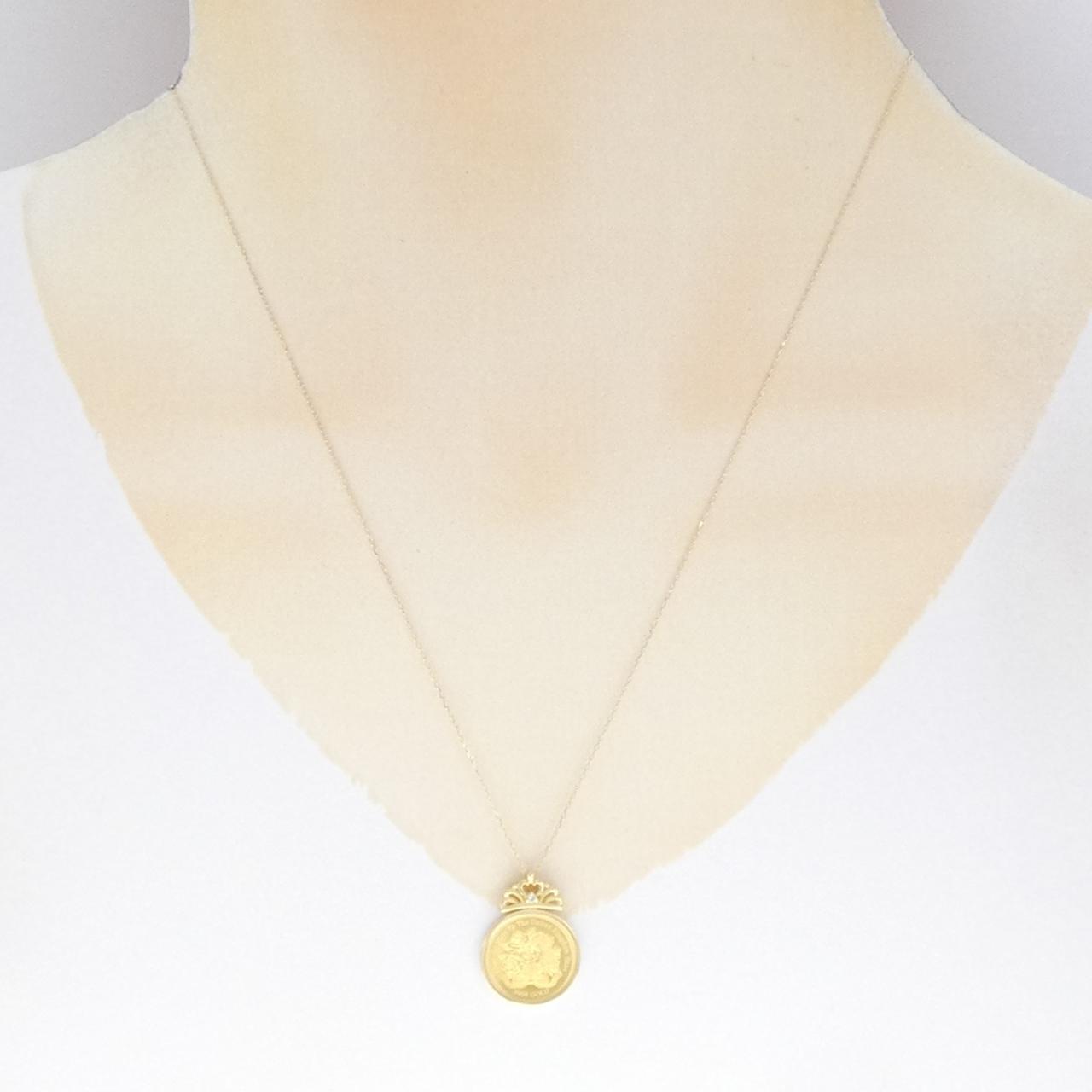 K18YG（框架）钻石硬币项链 0.01CT
