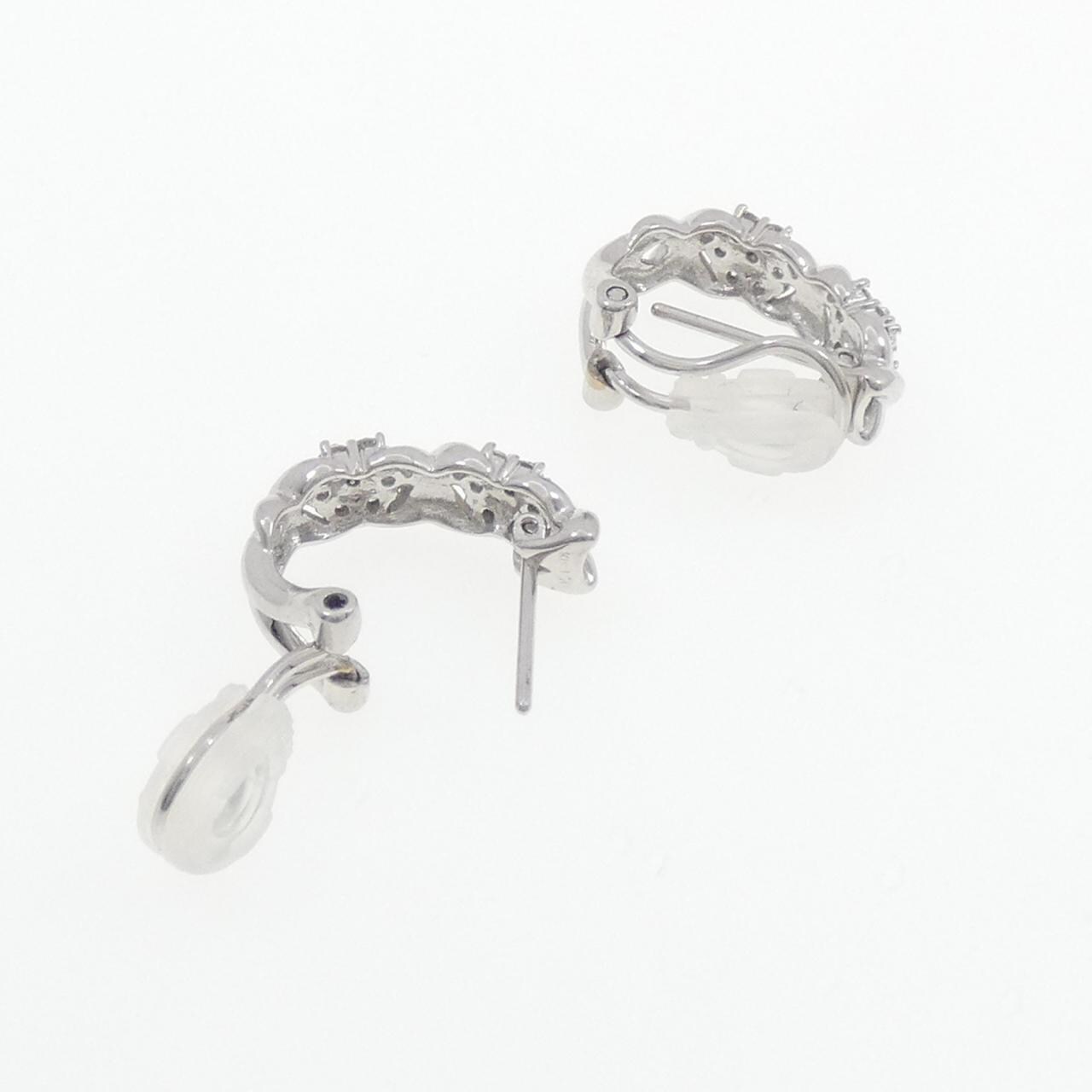 K18WG フラワー ダイヤモンド ピアス 0.40CT