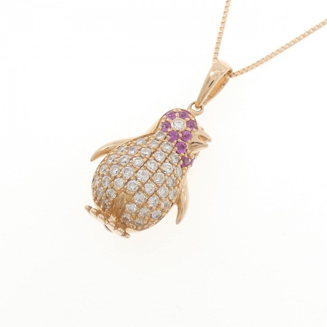 K18PG ペンギン サファイヤ ネックレス 0.13CT