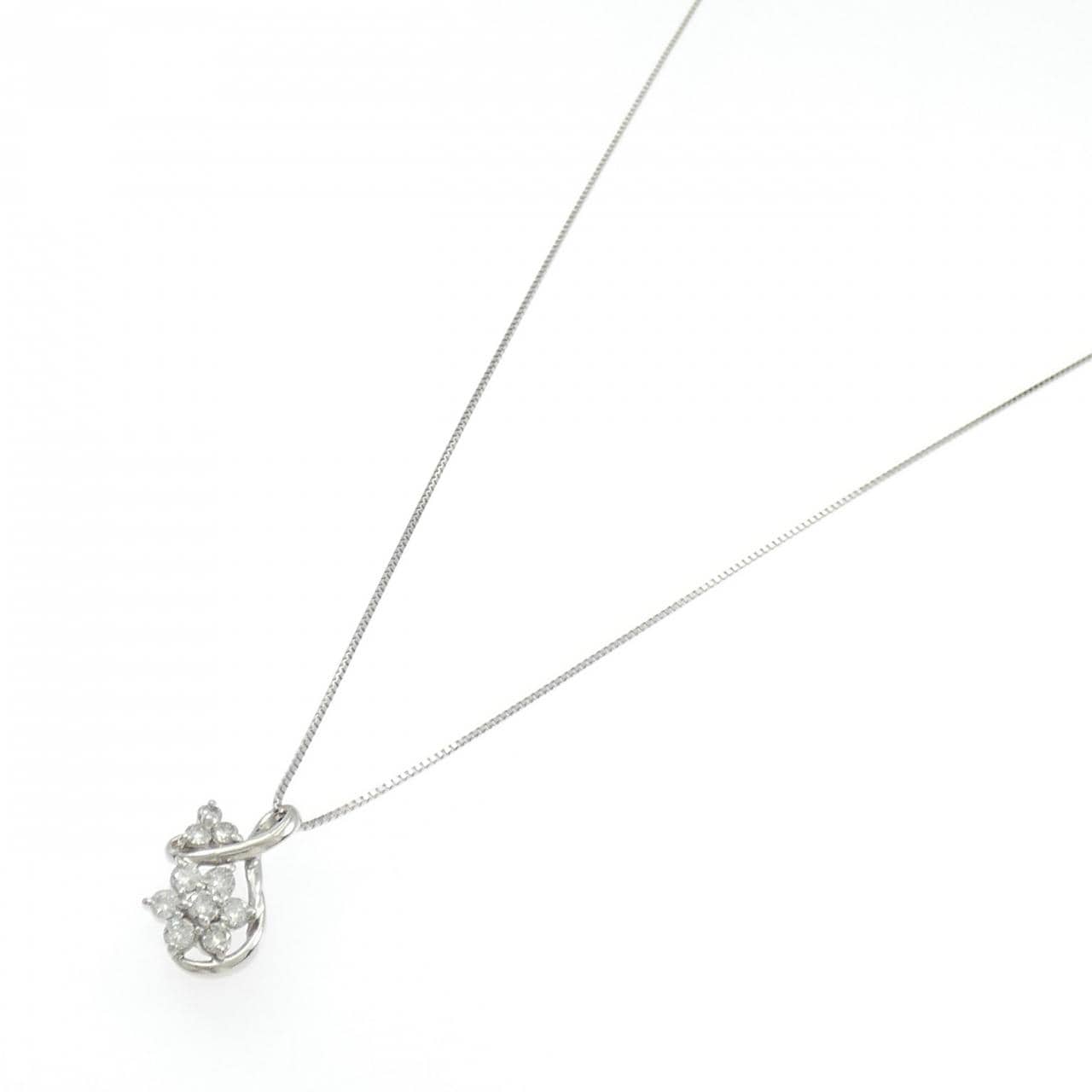 PT900/PT850 フラワー ダイヤモンド ネックレス 0.50CT
