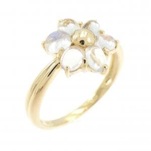 K18YG フラワー ムーンストーン リング