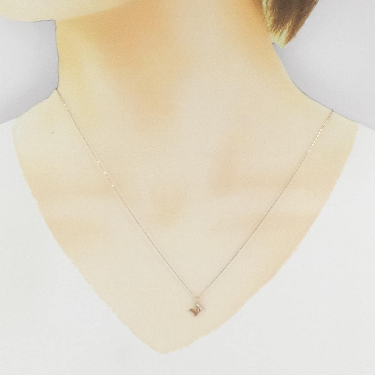 K10PG イニシャルM ダイヤモンド ネックレス 0.01CT