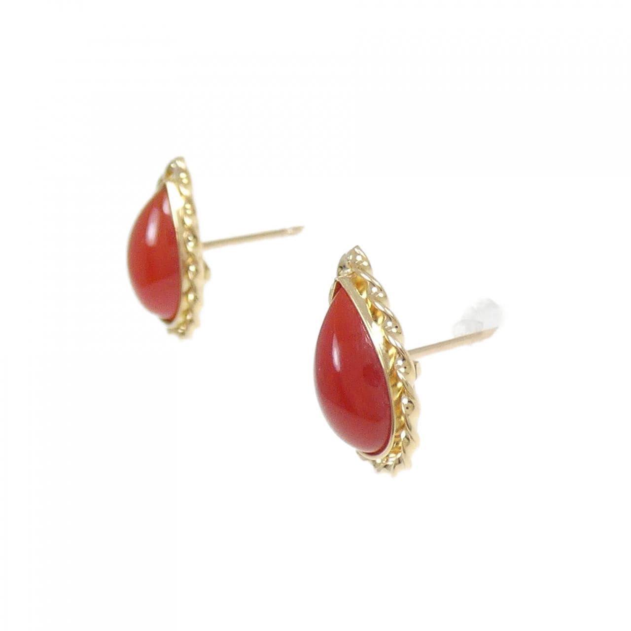 K18YG coral earrings