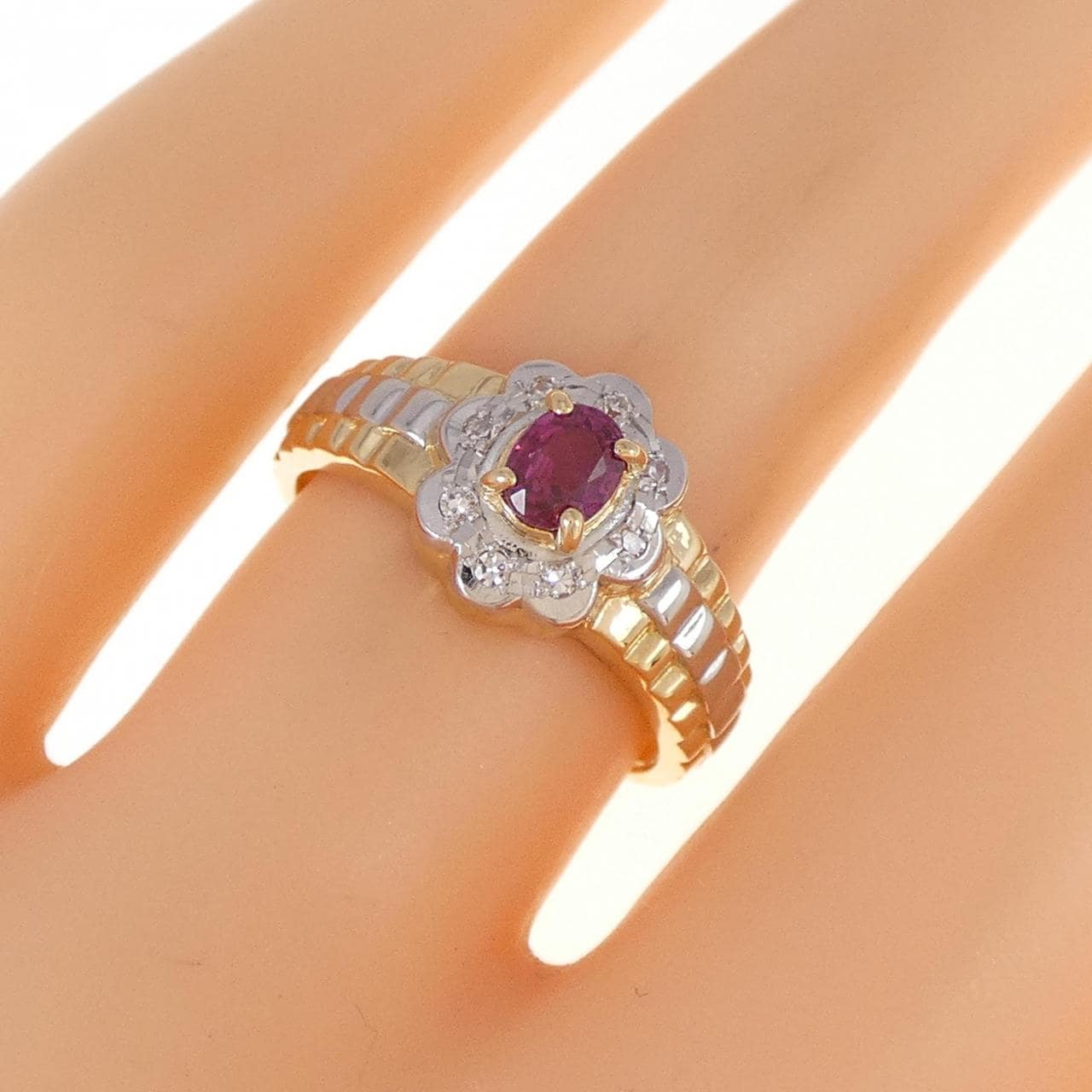 K18YG/PT ruby ring