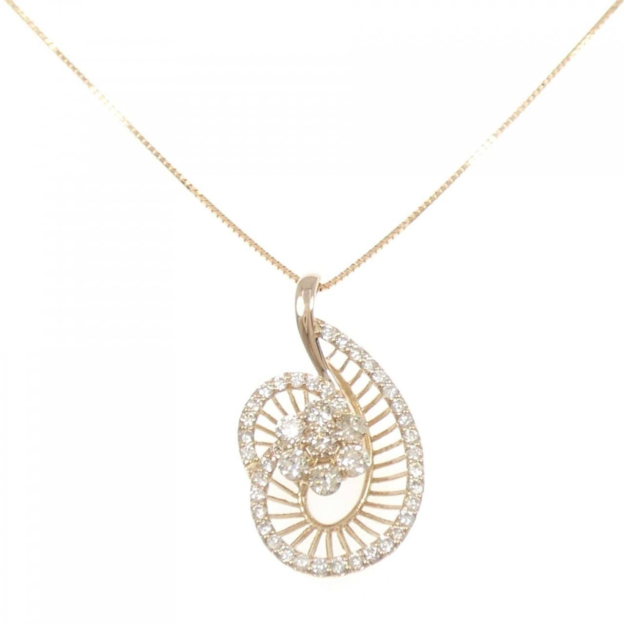 K18PG フラワー ダイヤモンド ネックレス 1.00CT