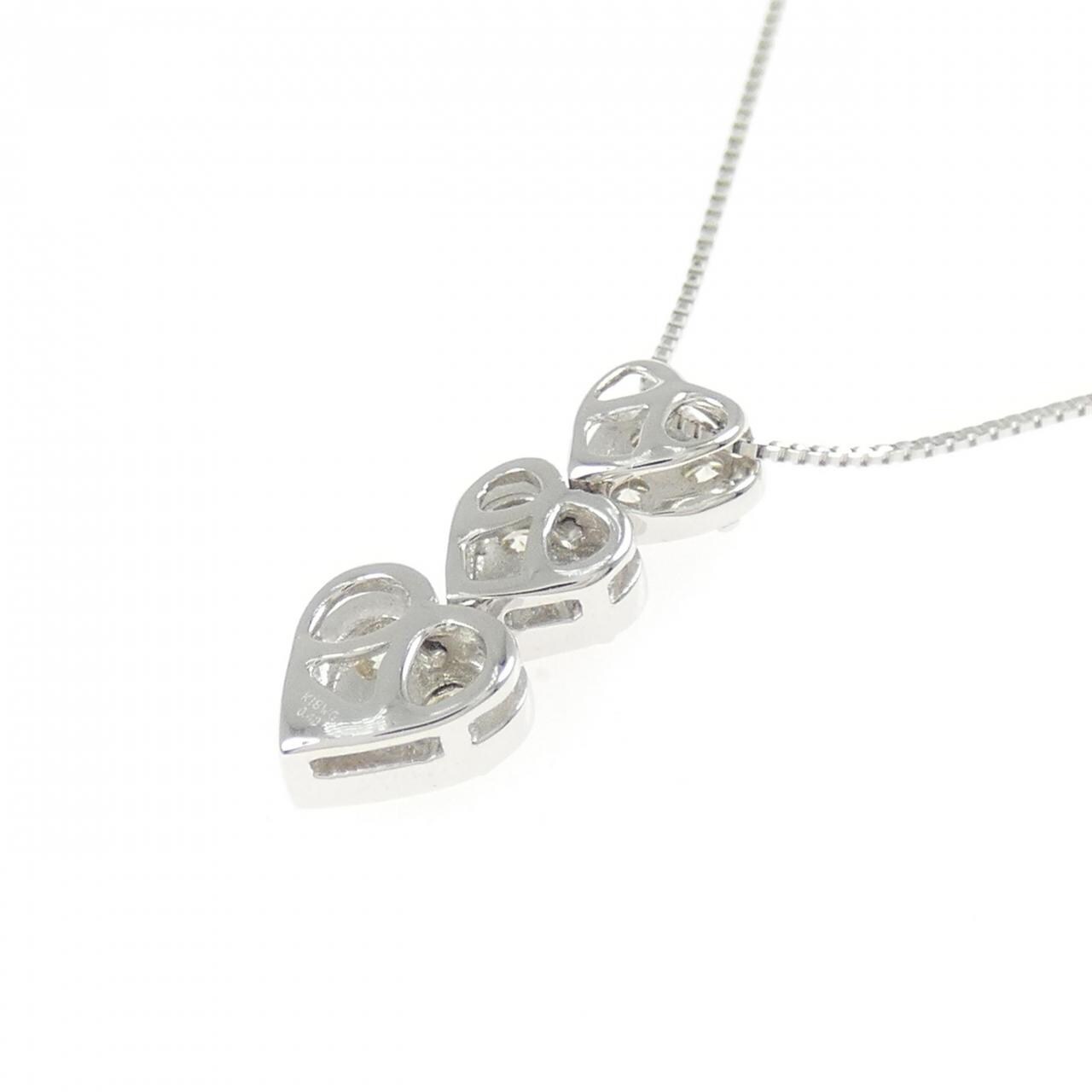 K18WG ハート ダイヤモンド ネックレス 0.40CT