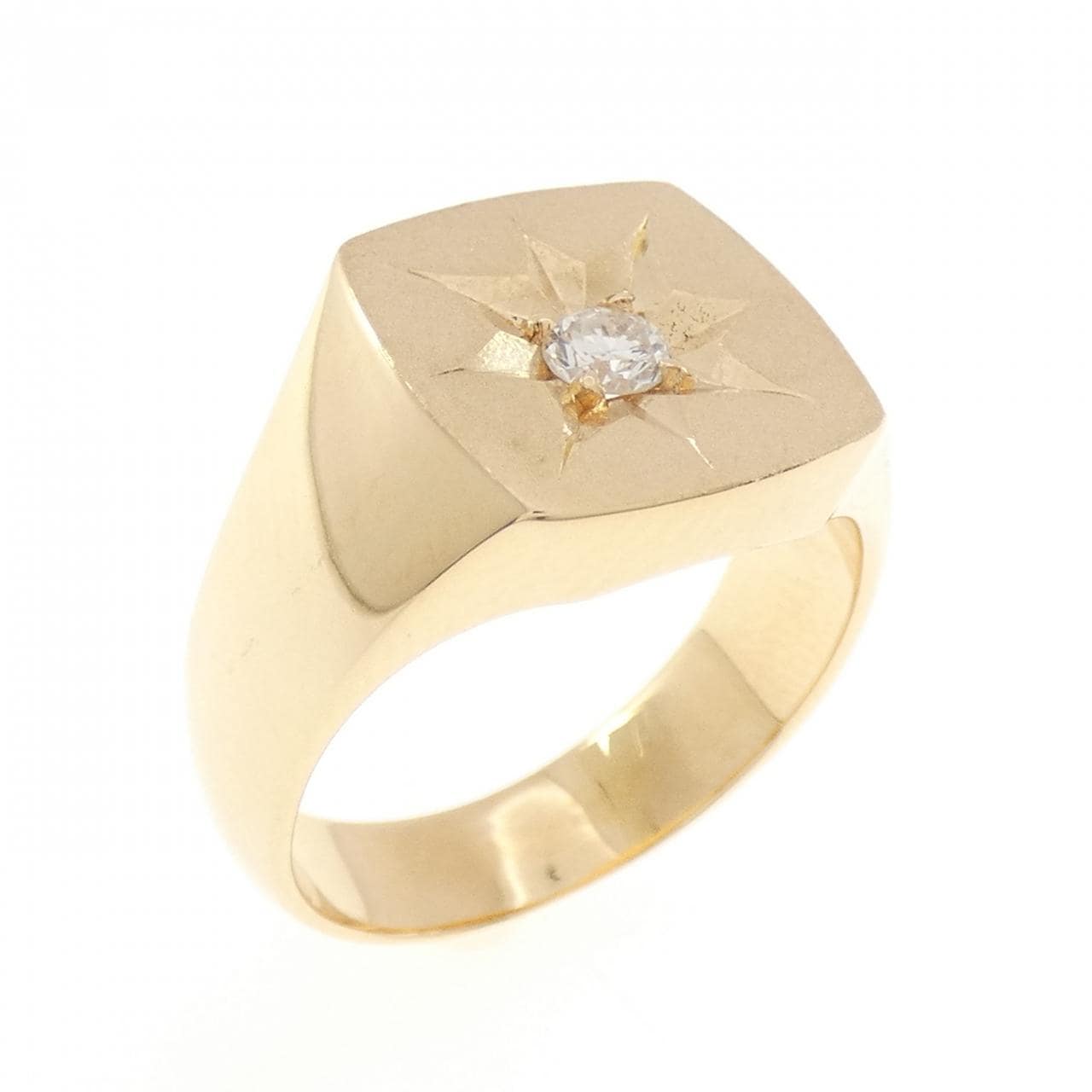 K18YG 印台 ダイヤモンド リング 0.12CT
