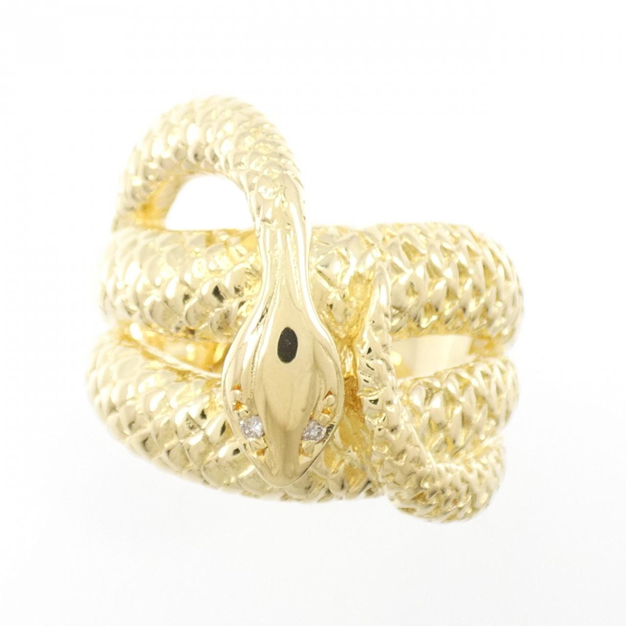 K18YG snake Diamond ring