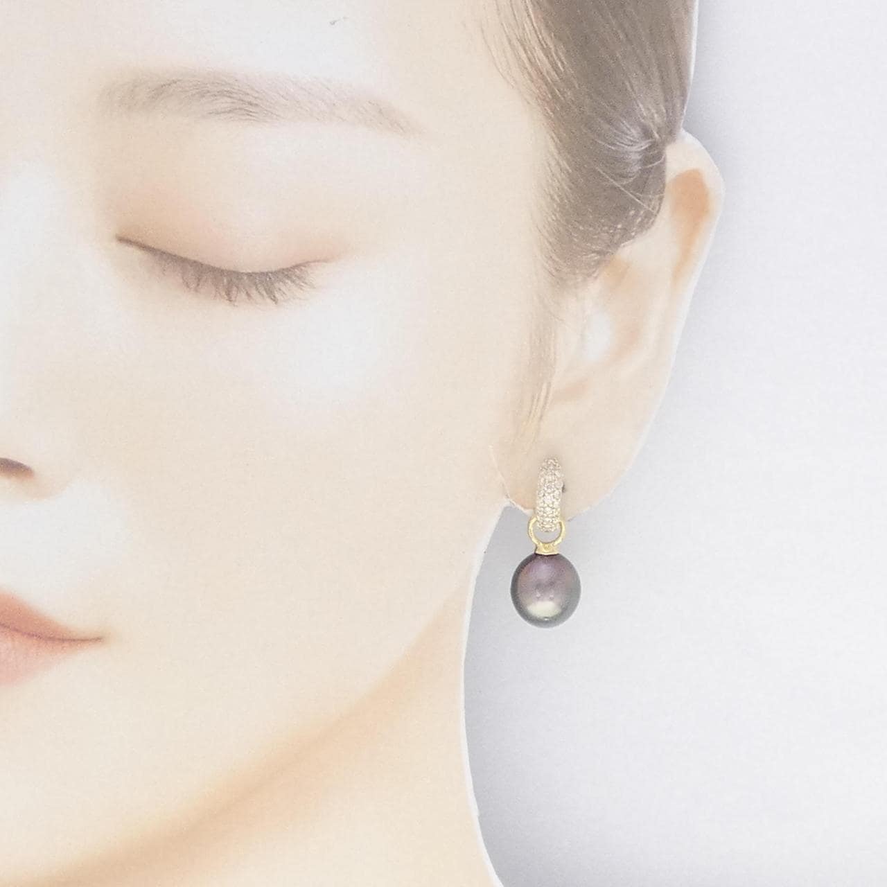 K18YG 2WAY 黒蝶パール イヤリング 12.5mm