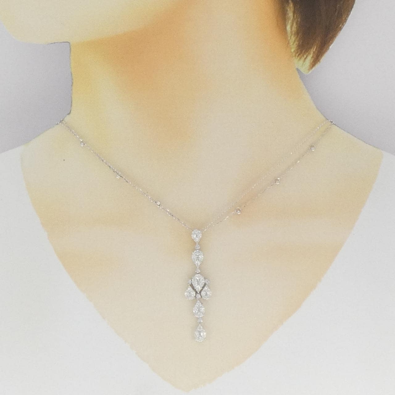 750WG/K18WG ダイヤモンド ネックレス 1.92CT