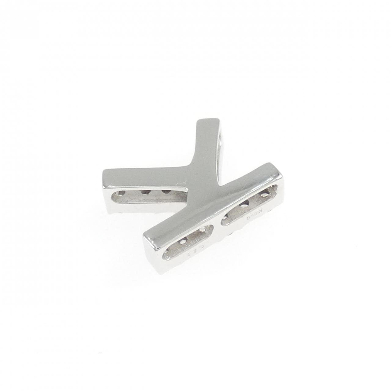 K18WG イニシャルK ダイヤモンド ペンダント 0.28CT
