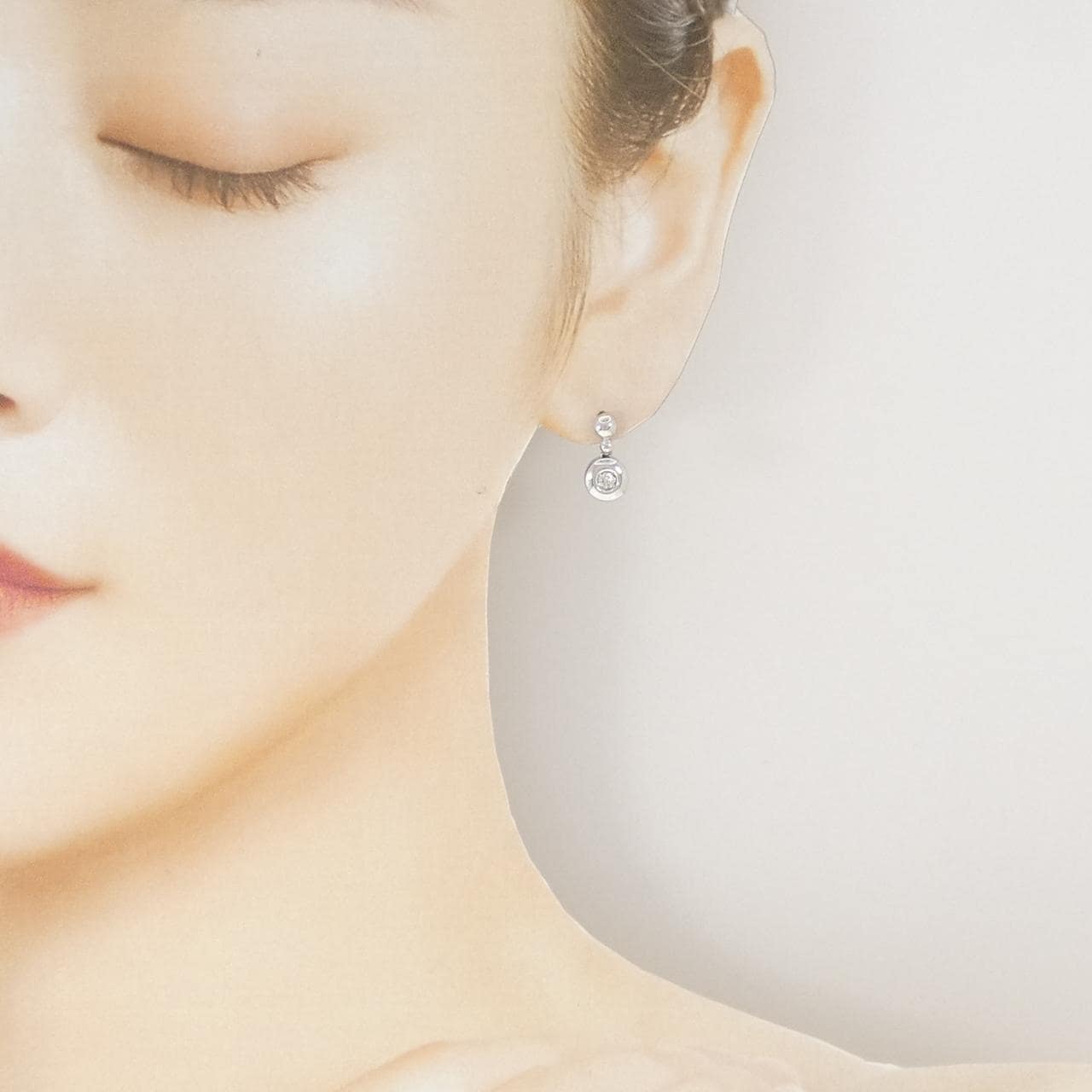 K18WG ダイヤモンド ピアス 0.16CT
