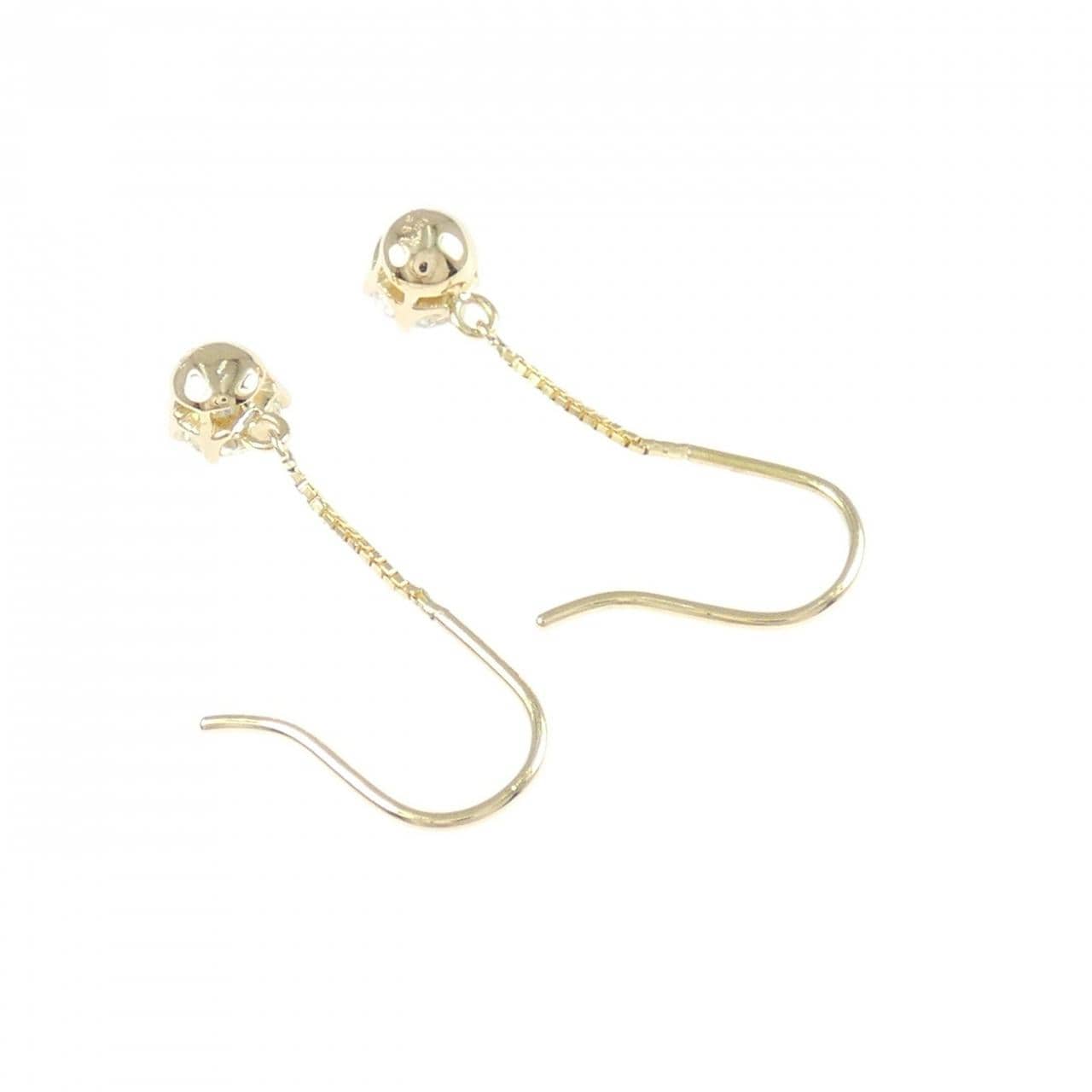 K18YG ダイヤモンド ピアス 0.339CT 0.355CT F-I SI1 VG-GOOD