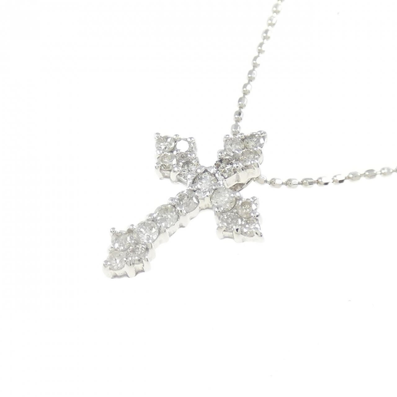 K18WG クロス ダイヤモンド ネックレス 0.30CT