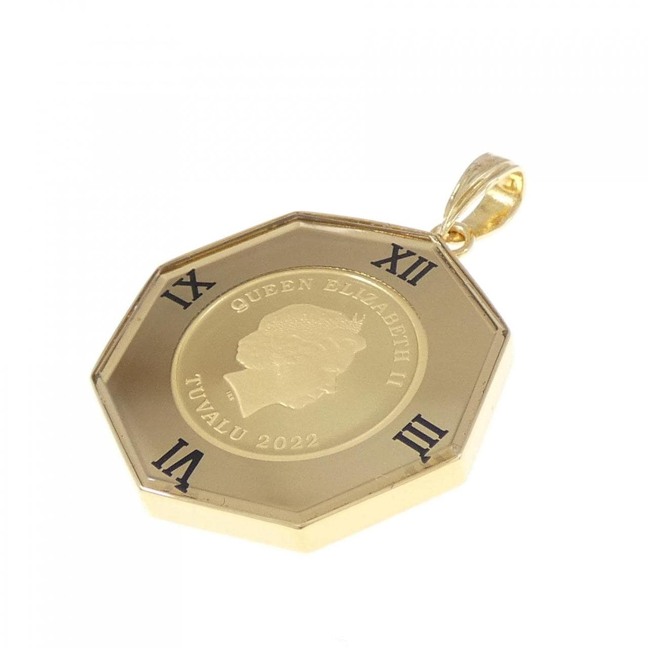 [BRAND NEW] K18YG frame coin pendant