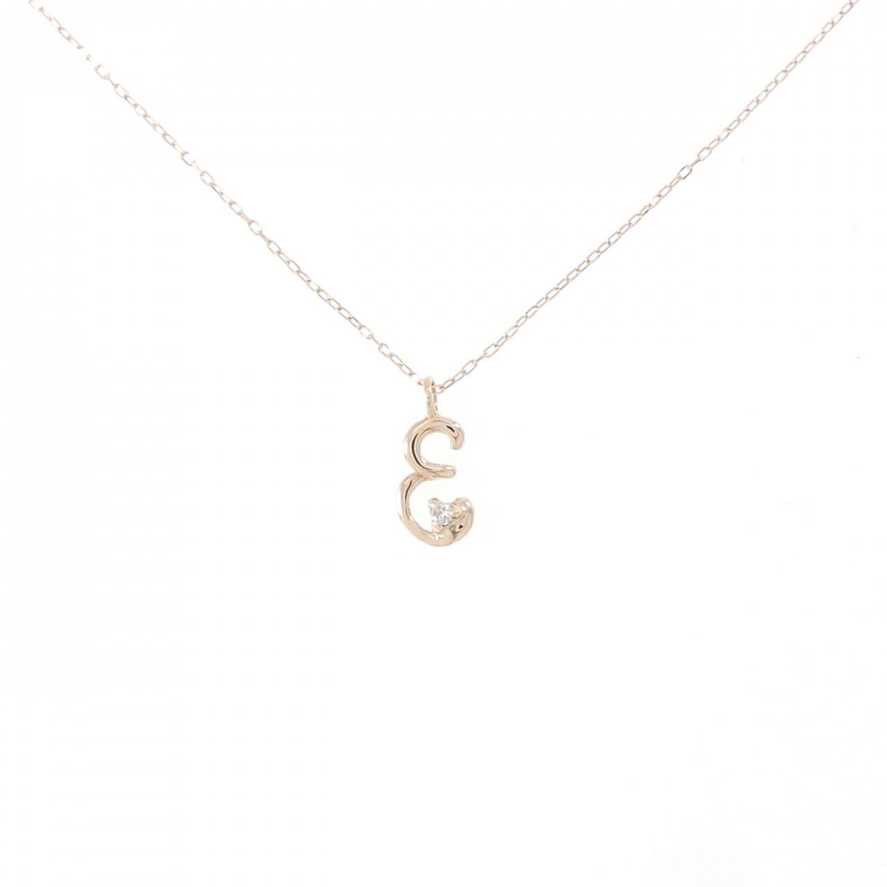 K10PG イニシャルE ダイヤモンド ネックレス 0.01CT