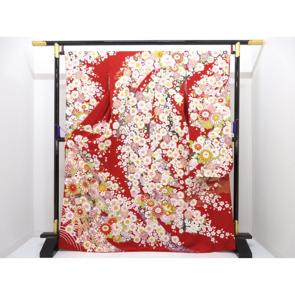 振袖　金通し絞り入　友禅金彩加工