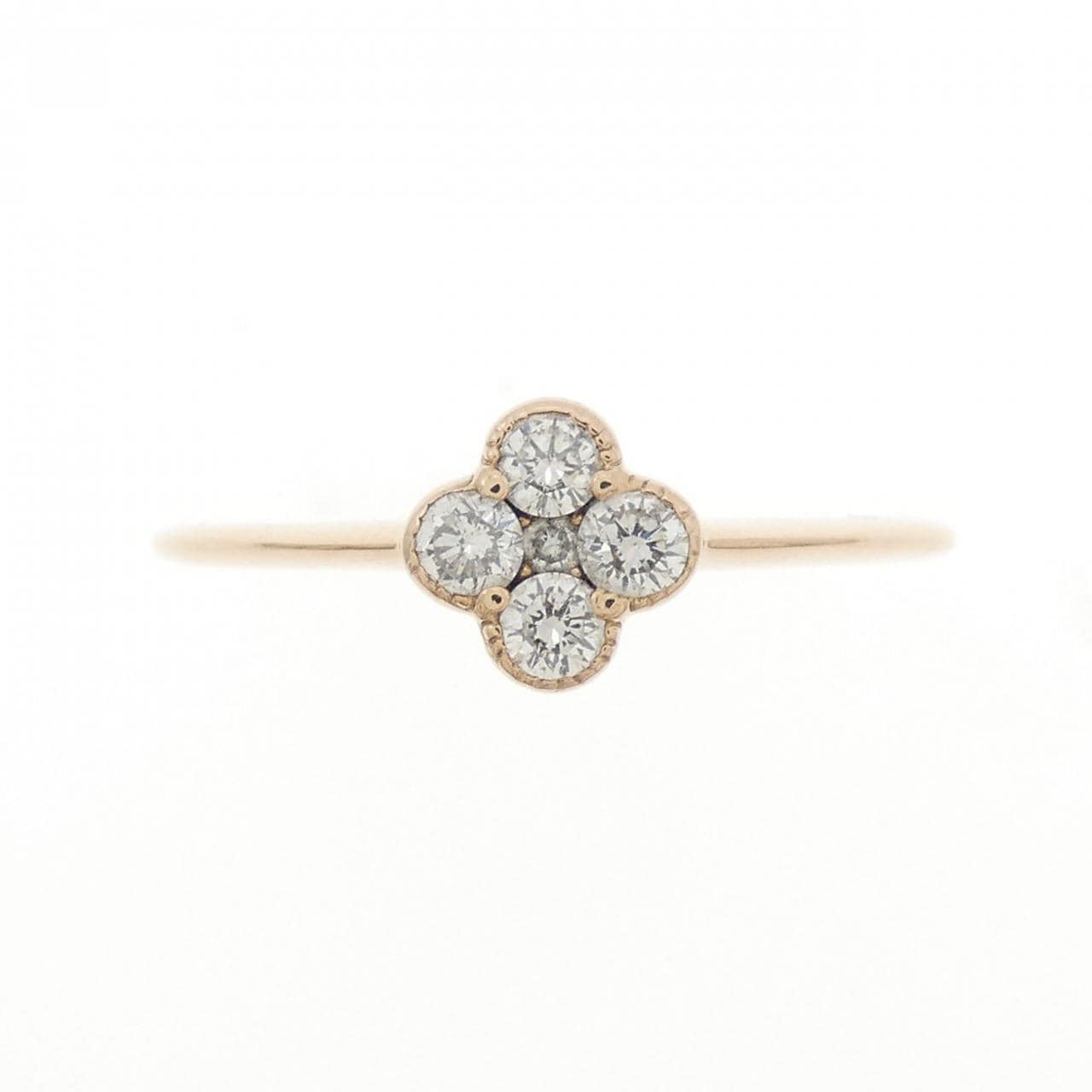 K18PG フラワー ダイヤモンド リング 0.20CT