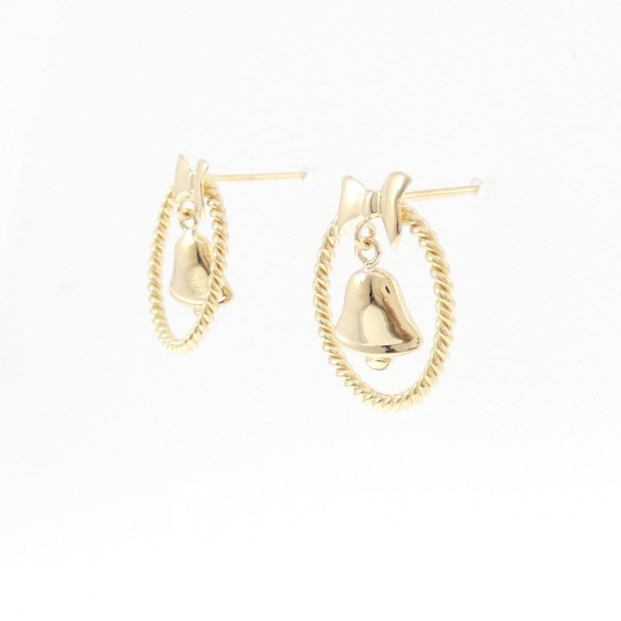 K18YG リボン×ベル ピアス