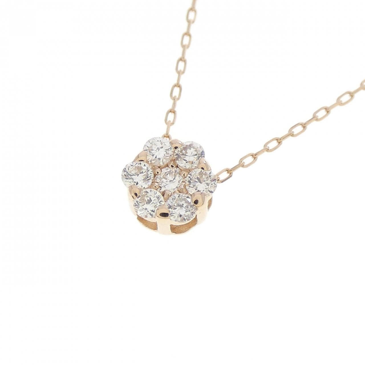 K18PG フラワー ダイヤモンド ネックレス 0.10CT