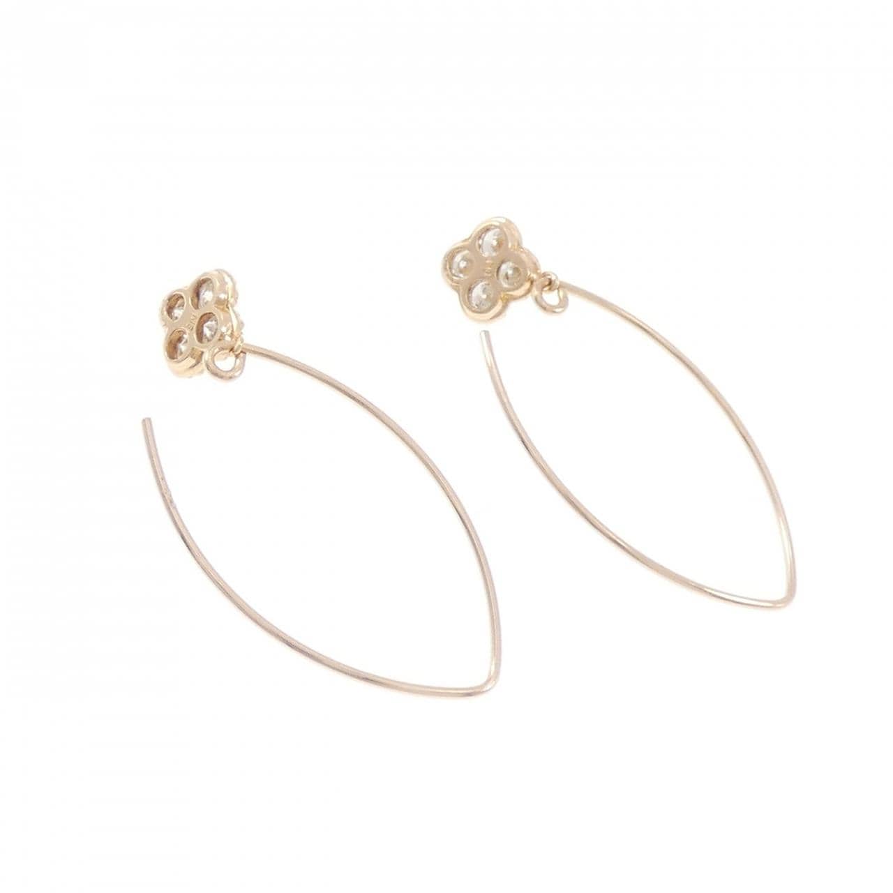 K18PG フラワー ダイヤモンド ピアス 0.42CT