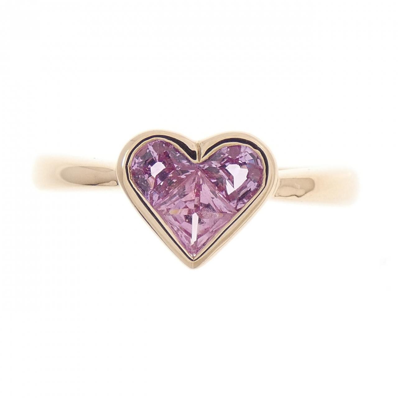 K18PG ハート サファイヤ リング 0.582CT