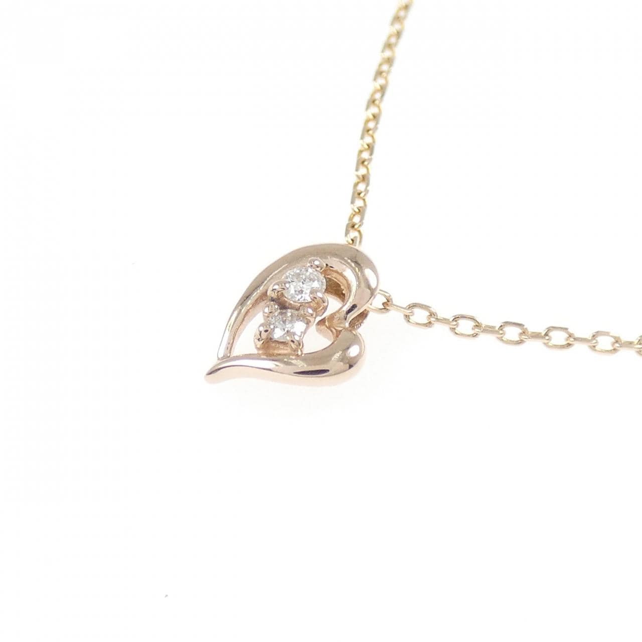 K10PG ハート ダイヤモンド ネックレス 0.02CT