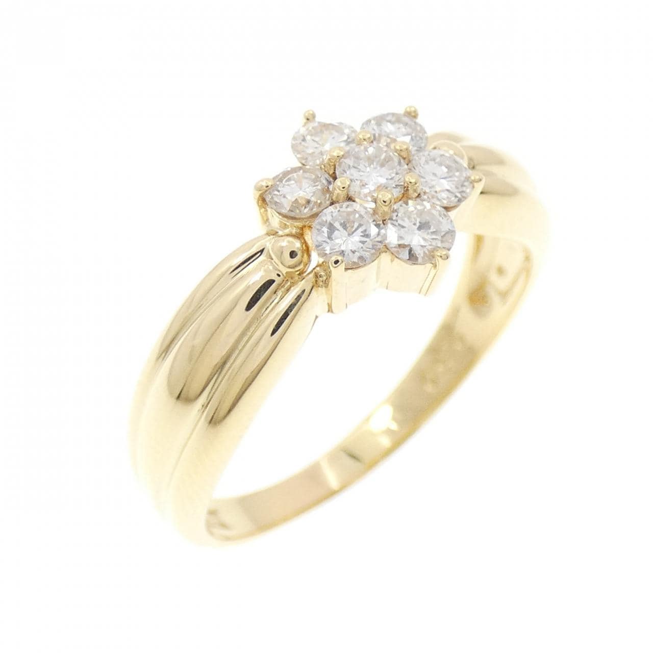 K18YG フラワー ダイヤモンド リング 0.50CT