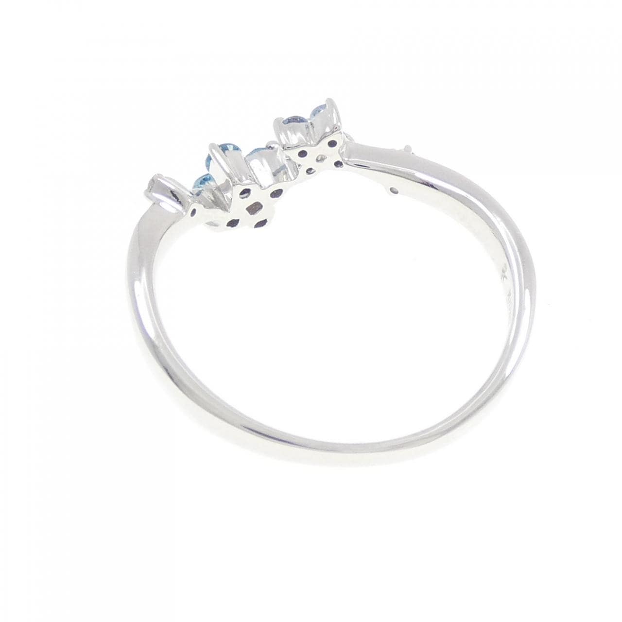 クミキョク フラワー アクアマリン リング