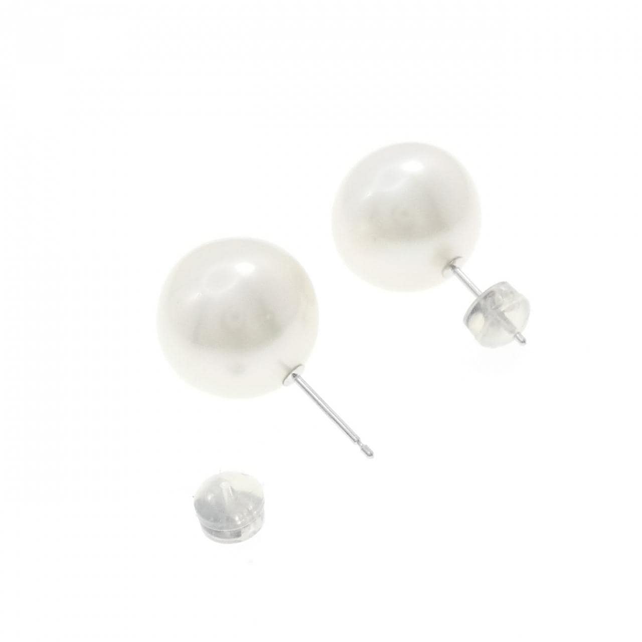 K14WG 白蝶パール ピアス 14.3mm