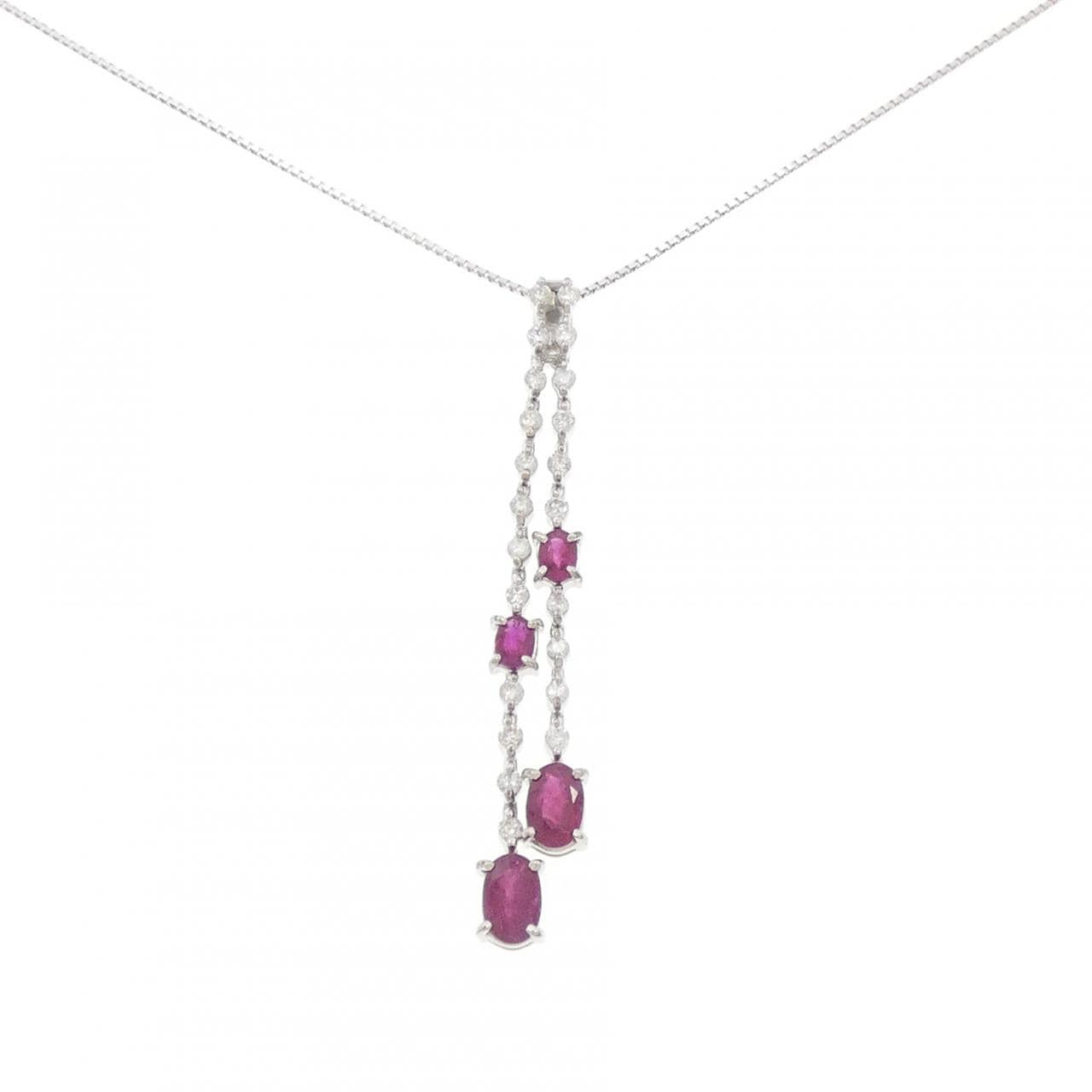 K18WG ルビー ネックレス 1.78CT