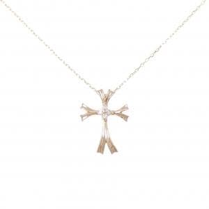 K10PG クロス ダイヤモンド ネックレス 0.02CT