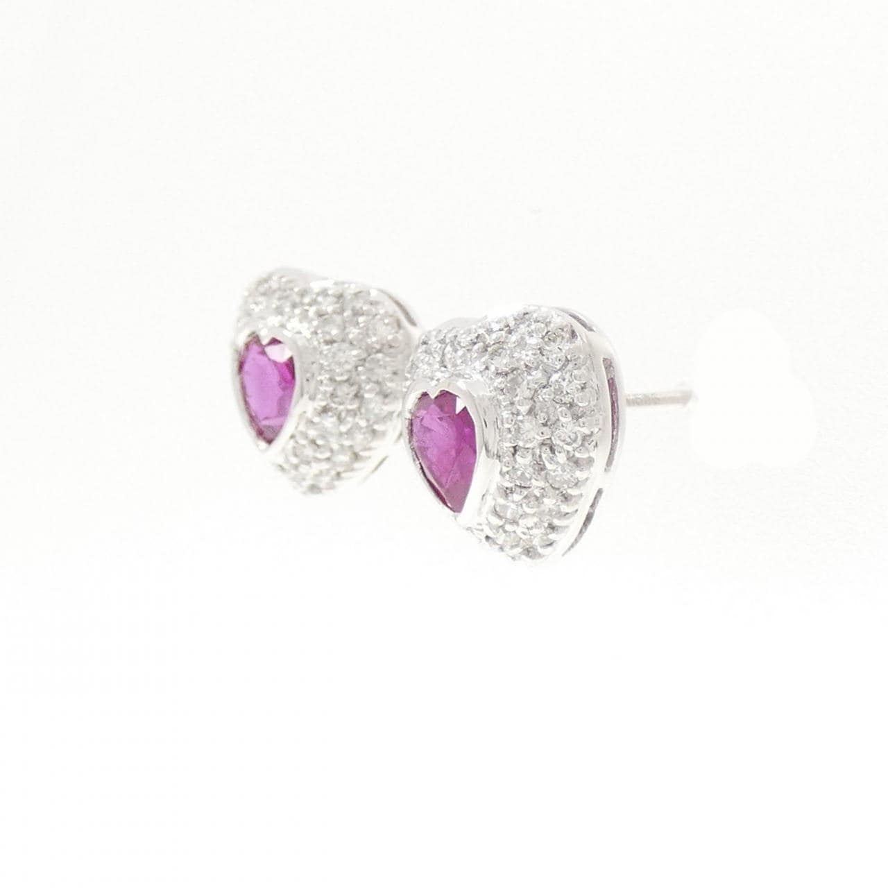 K18WG ハート ルビー ピアス 1.06CT