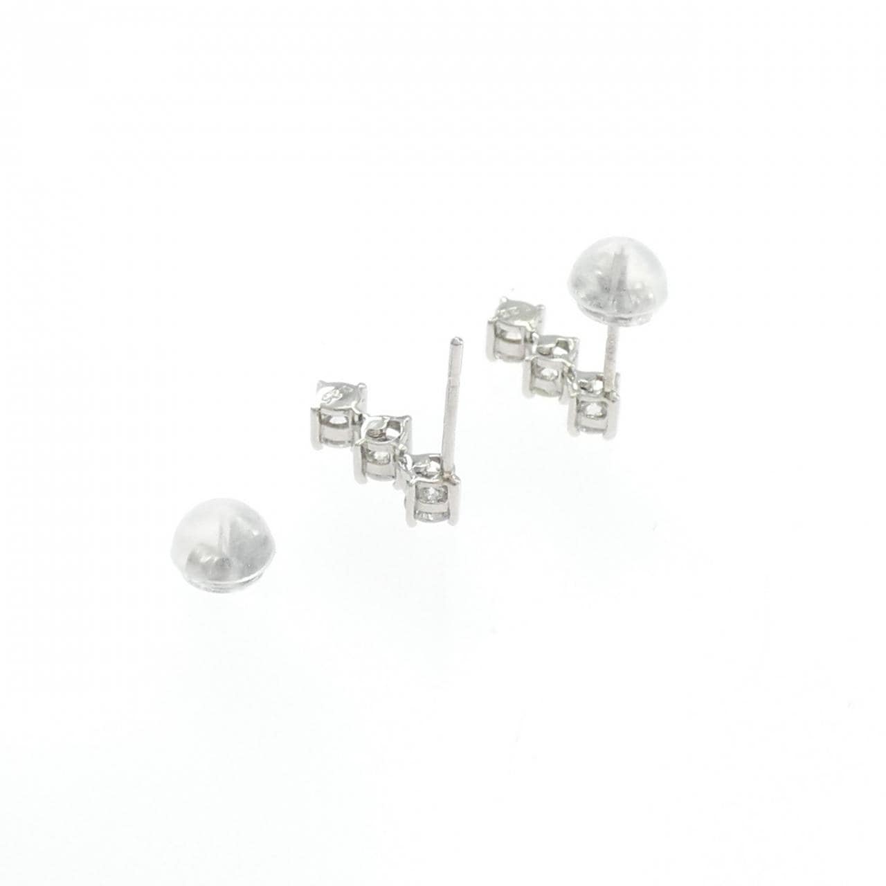 PT900 スリーストーン ダイヤモンド ピアス 0.50CT
