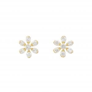 K18YG フラワー ダイヤモンド ピアス 0.34CT