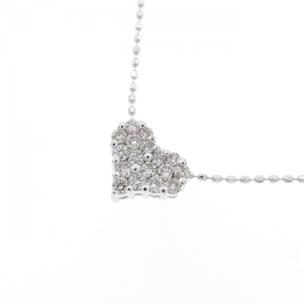 K18WG/750WG ハート ダイヤモンド ネックレス 0.20CT
