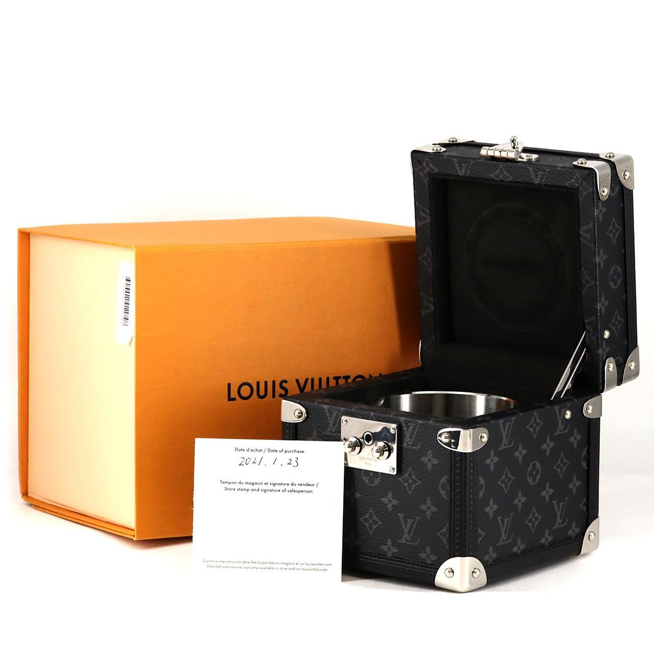 ルイヴィトン タンブールデュアルタイムテーブルクロックトランク Q1Q030 SS クォーツ