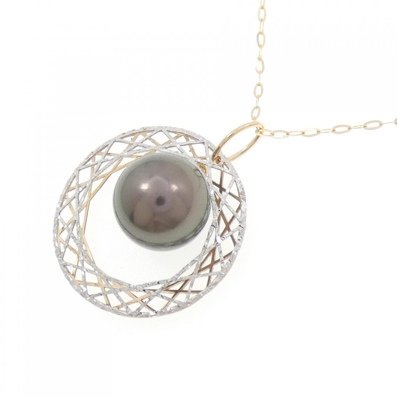 K18YG/K18WG 黒蝶パール ネックレス 9.4mm