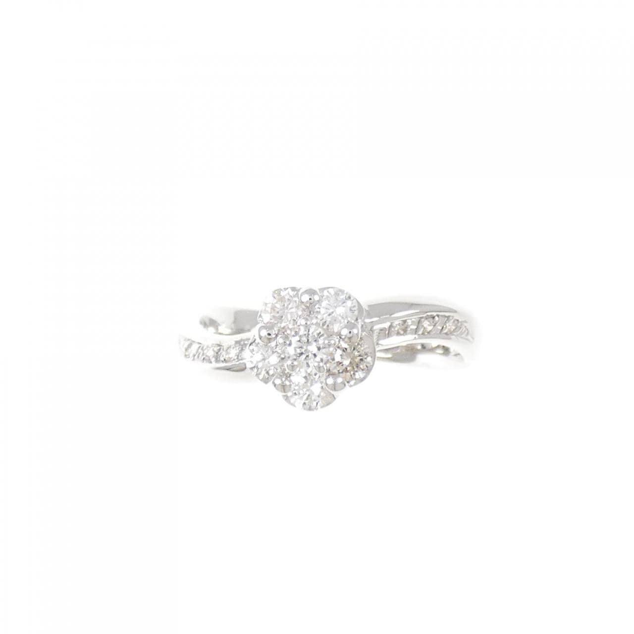 K18WG フラワー ダイヤモンド リング 0.50CT