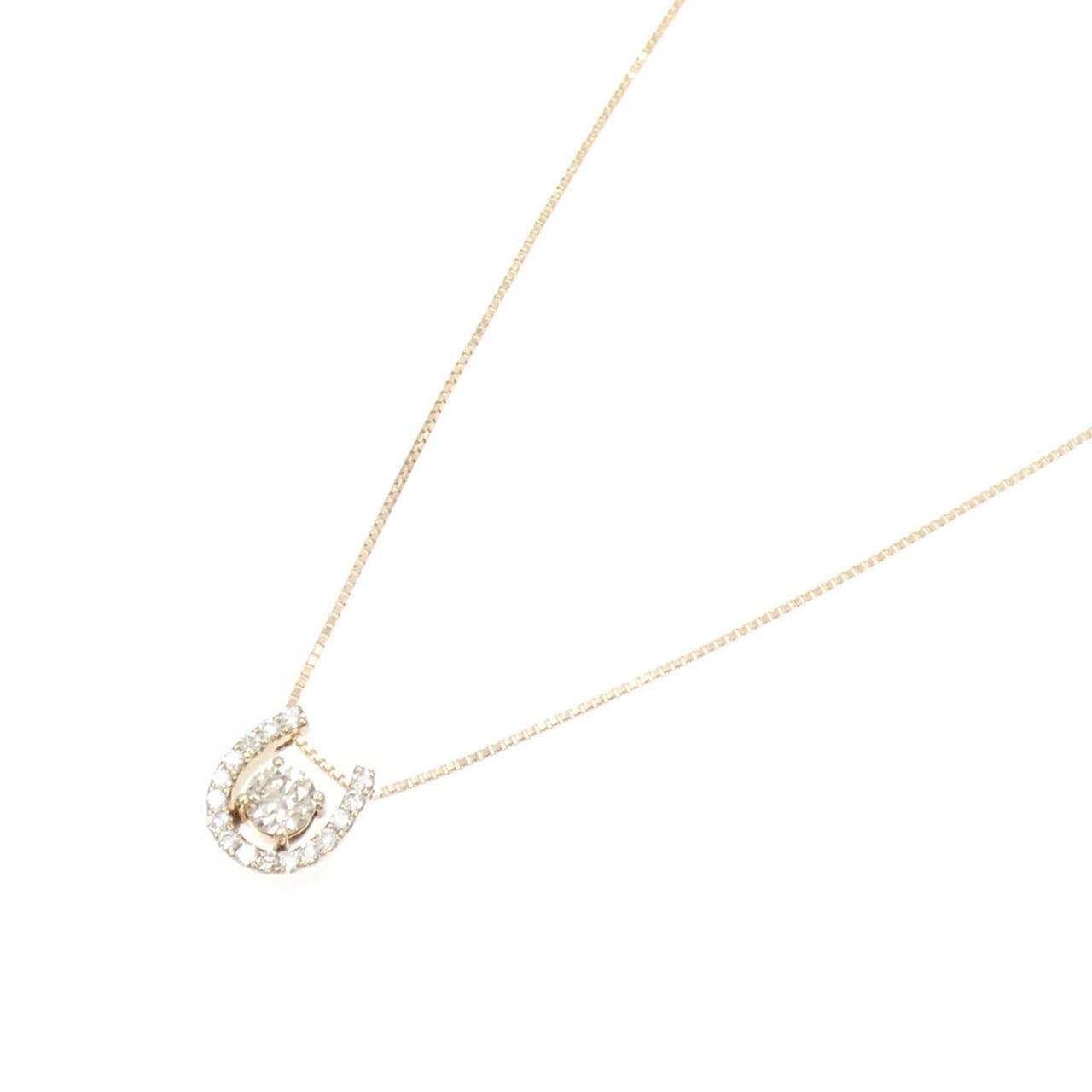 K18PG Horseshoe Diamond Necklace 0.324CT