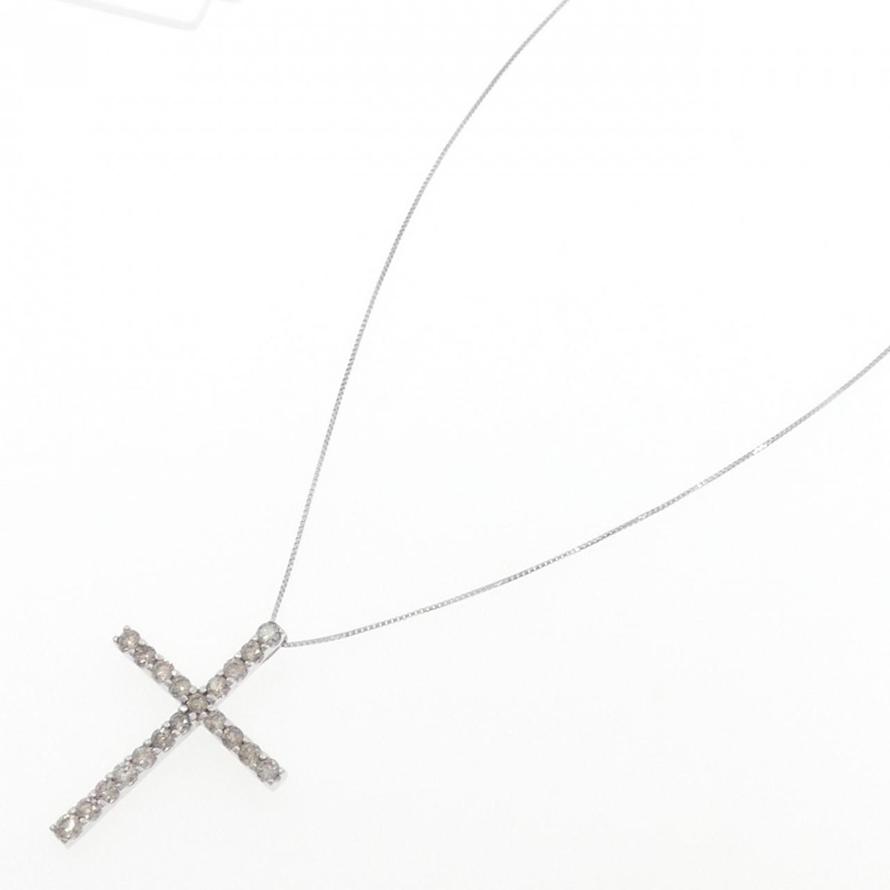 K14WG/K18WG クロス ダイヤモンド ネックレス 1.00CT