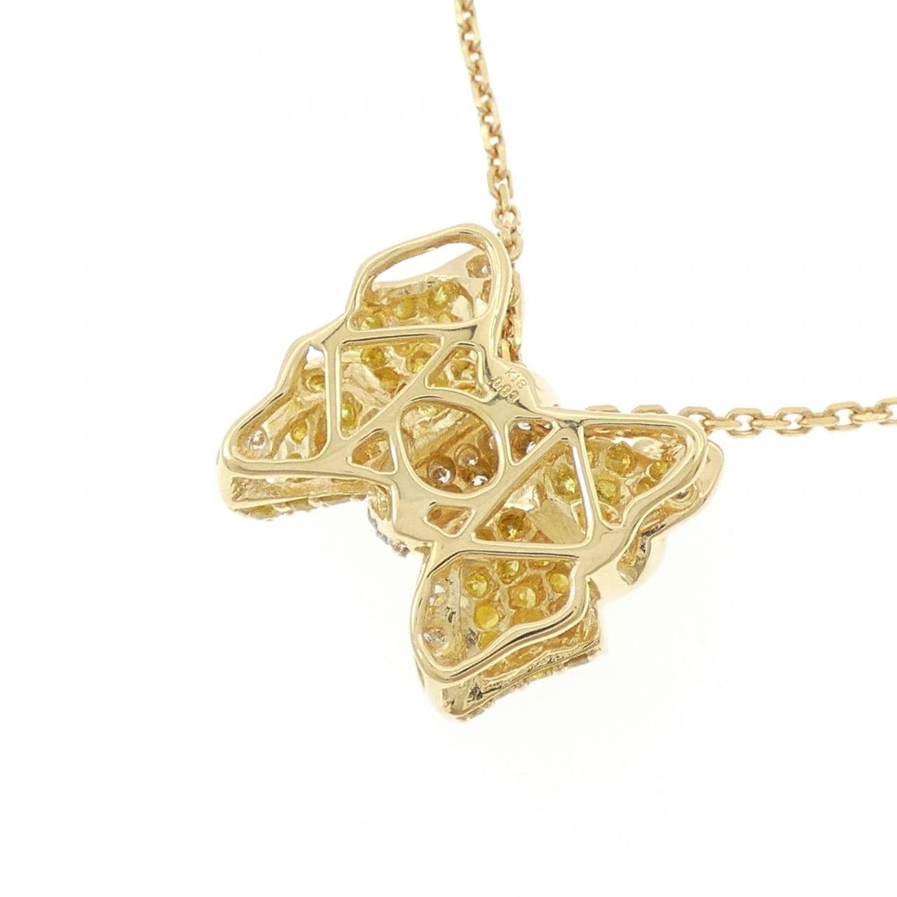 K18YG/K18WG リボン ダイヤモンド ネックレス 0.83CT