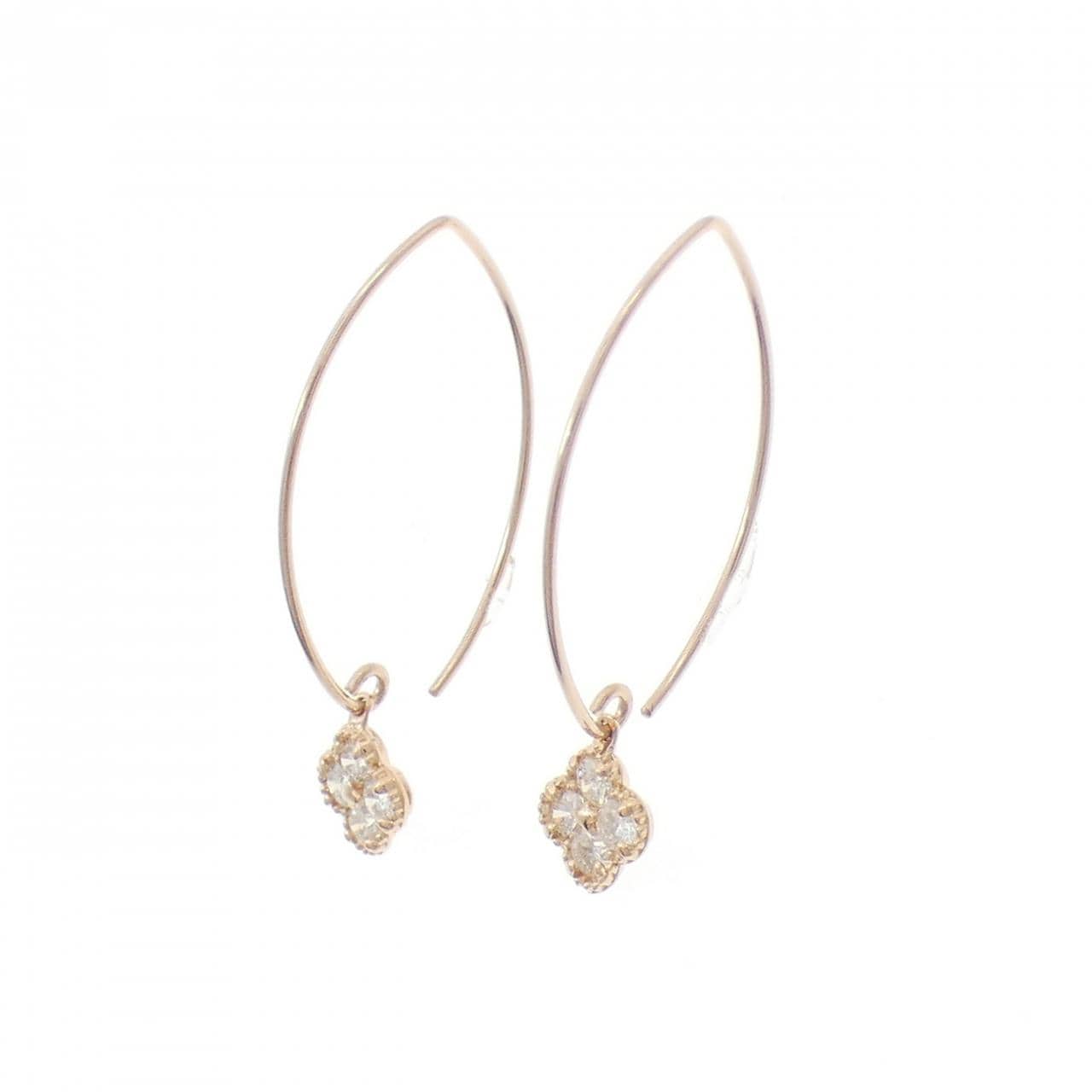 K18PG フラワー ダイヤモンド ピアス 0.40CT