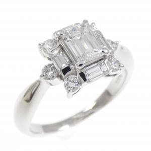 PT900 ダイヤモンド リング 0.485CT F VS2 エメラルドカット