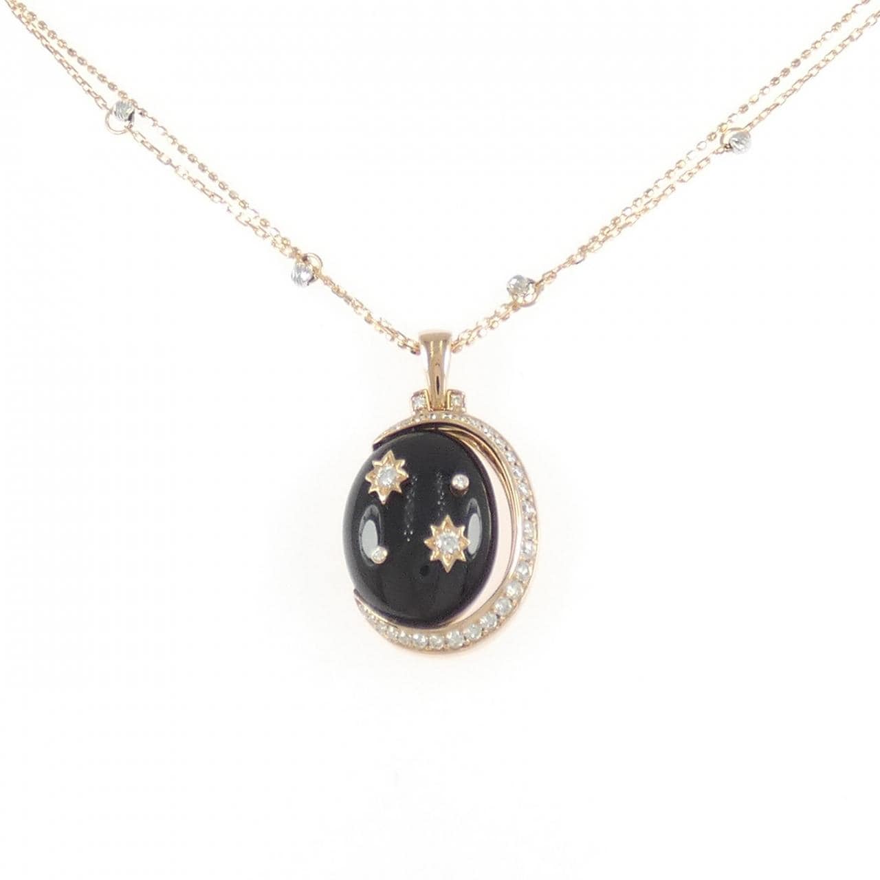 750PG/K18PG/K18WG オニキス ネックレス 6.67CT